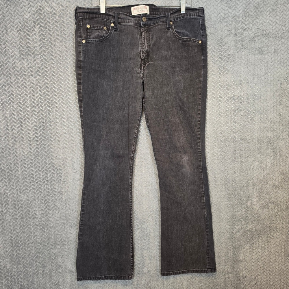 VTG Y2K Levi Strauss Signature Women 16M Black Stretch Bootcut Jeans Faded Denim